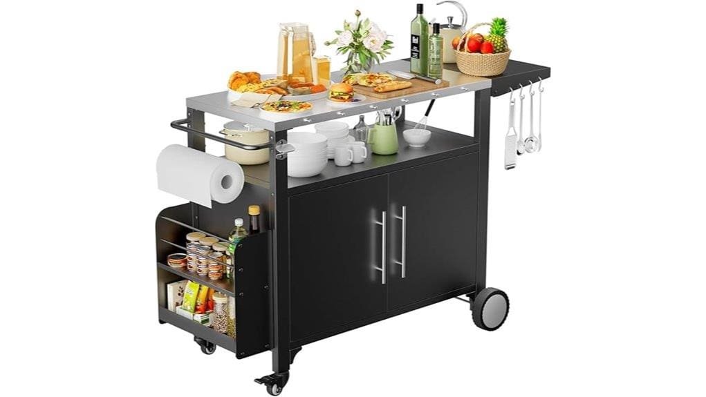 portable grilling cart with storage