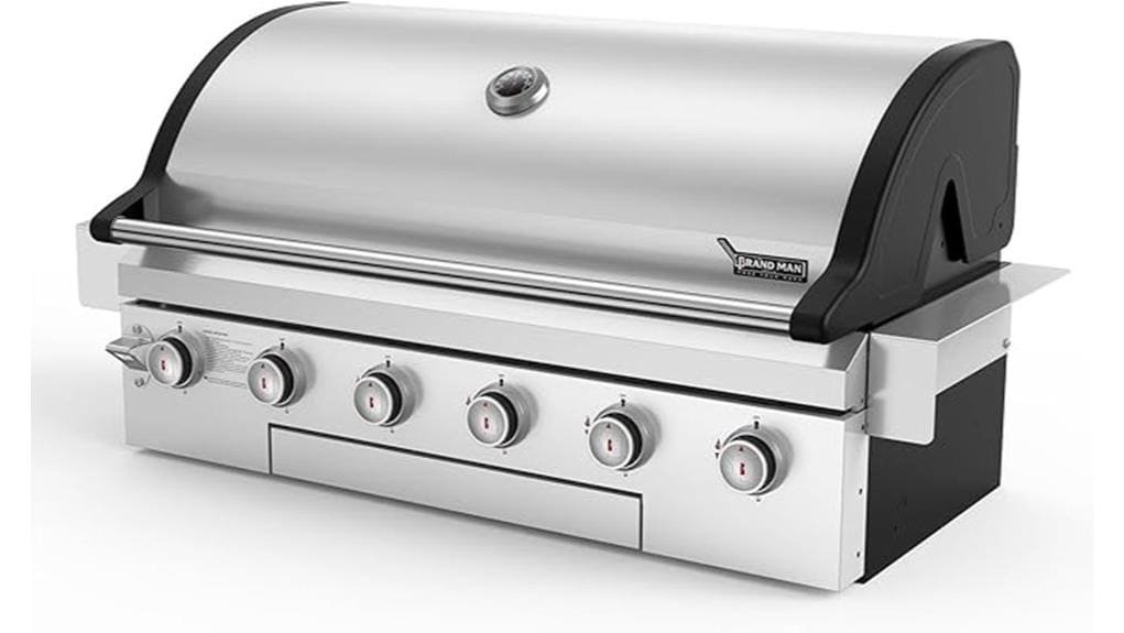 spacious six burner gas grill