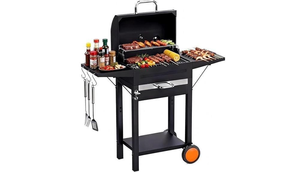 charcoal grill with tables