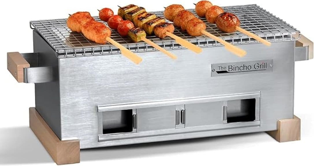 compact charcoal yakitori grilling station