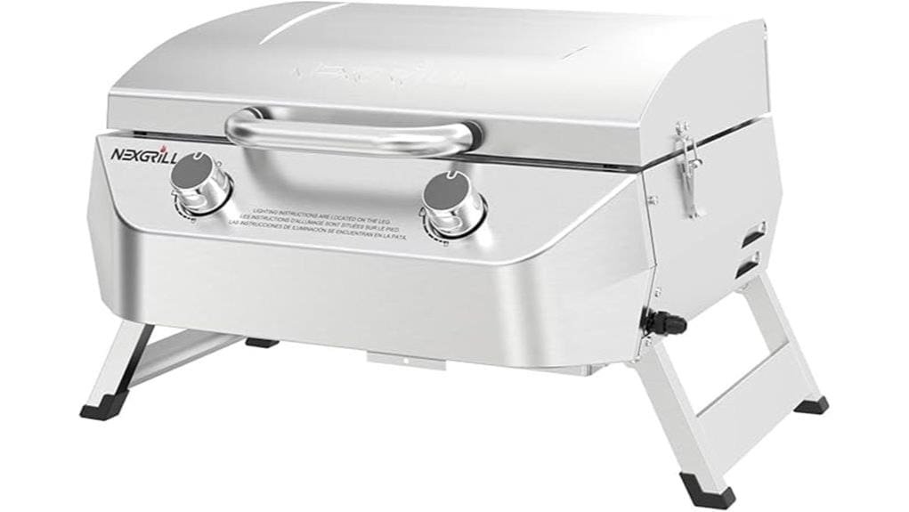 compact stainless steel two burner grill