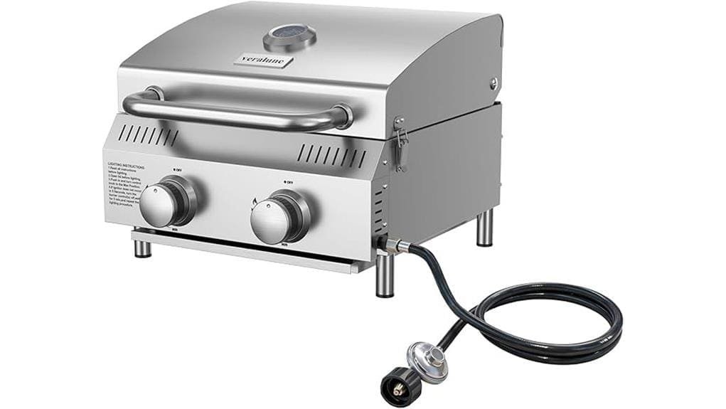 compact two burner tabletop grill