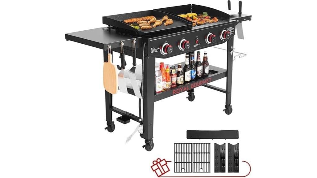 four burner grill with griddle