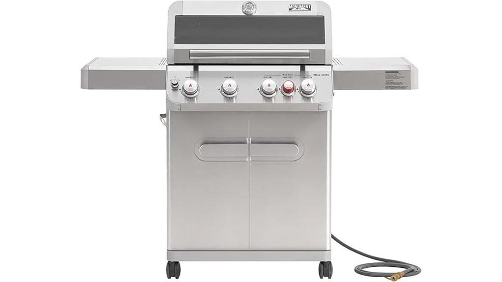 four burner plus sideburner propane