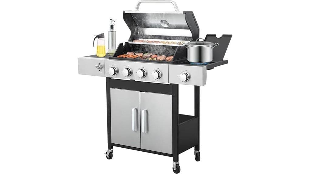 four burner propane grill with side burner