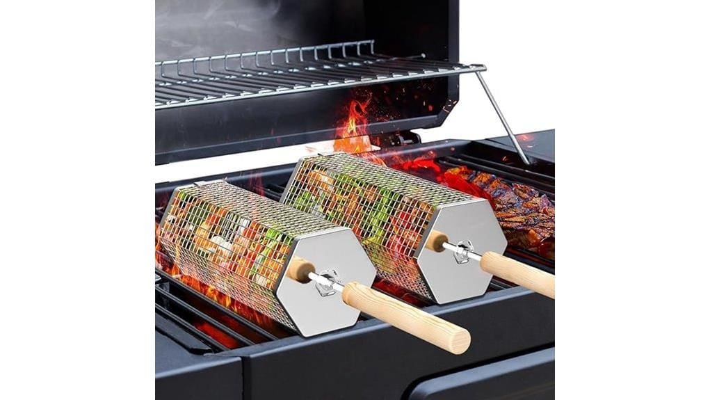 nonstick rolling grill basket