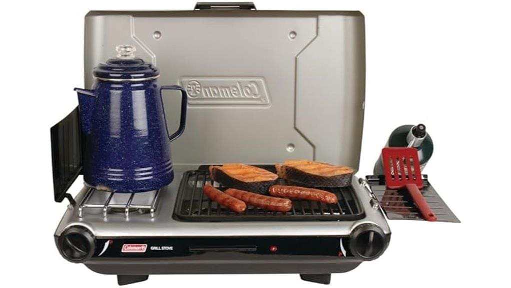 portable dual burner camping grill