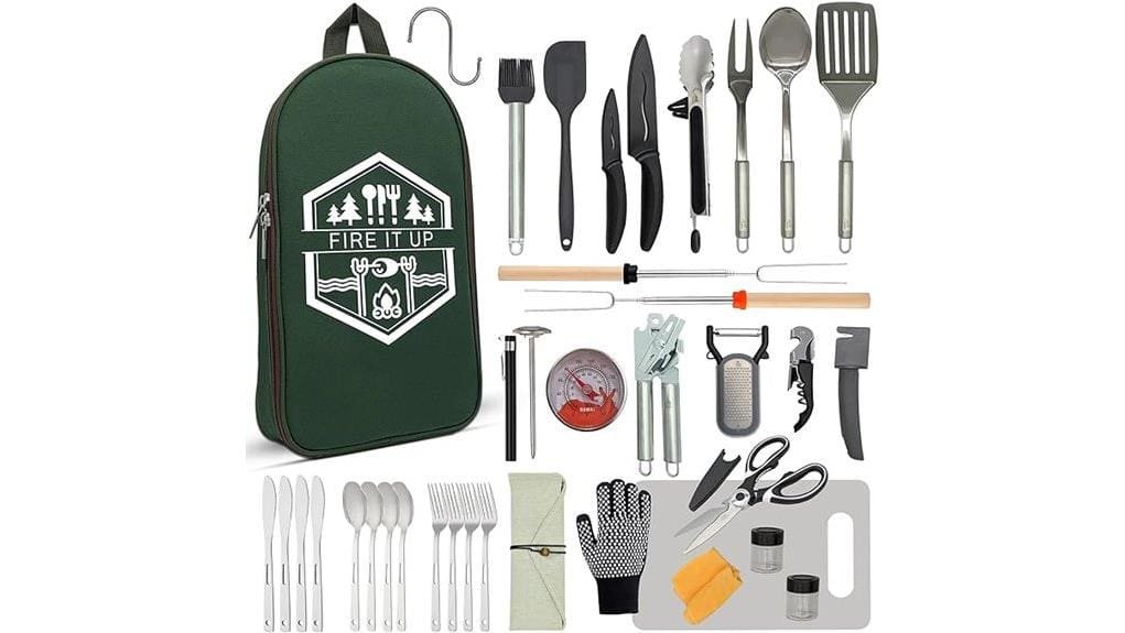 portable stainless steel bbq set