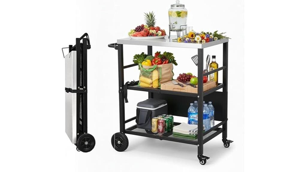 portable stainless steel grill cart