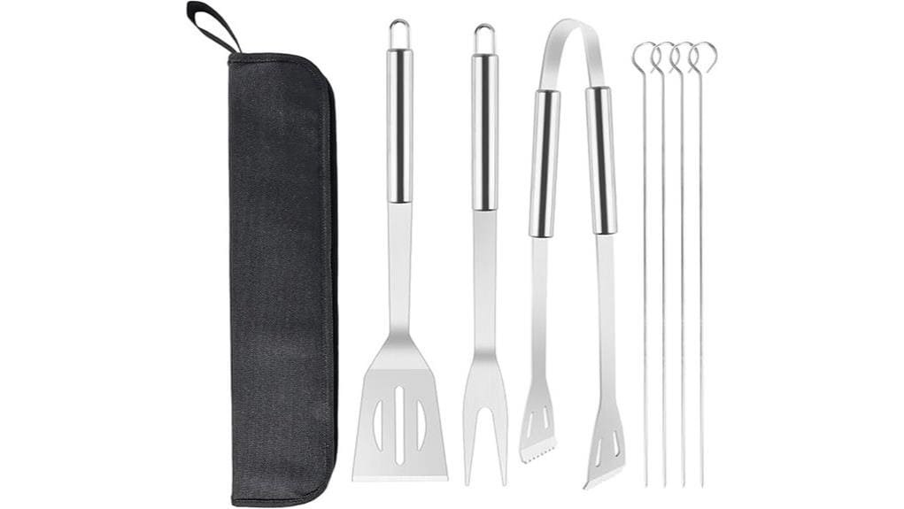 seven piece stainless steel bbq set
