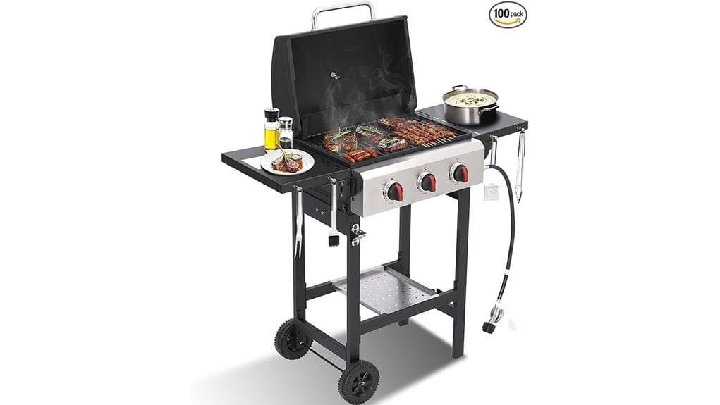 three burner cast iron propane grill