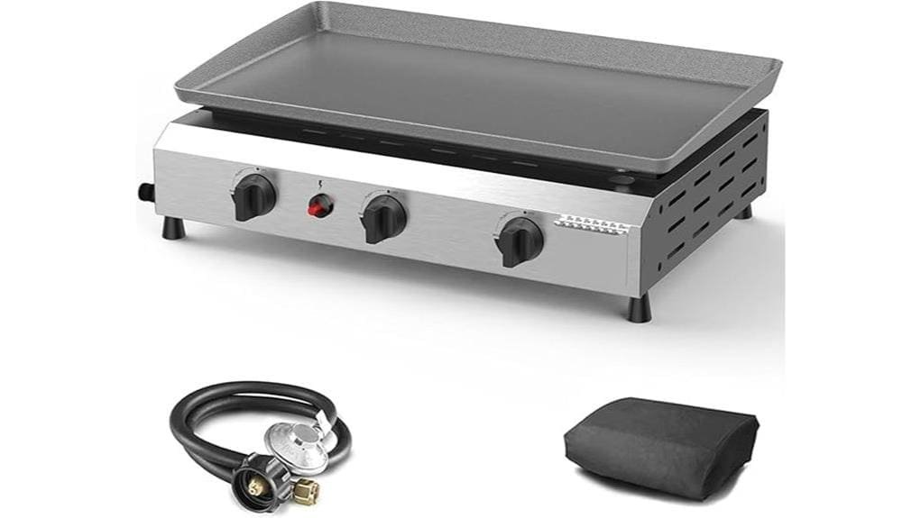 three burner flat top grilling