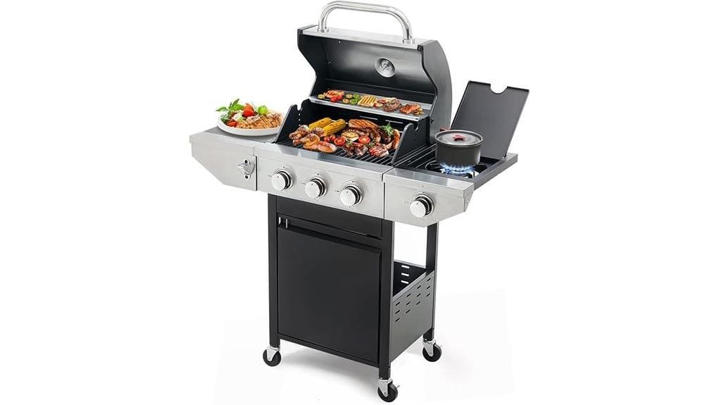 three burner propane grill with side