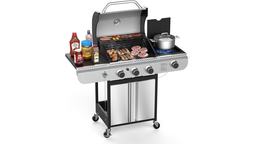 three burner propane grill with side burner