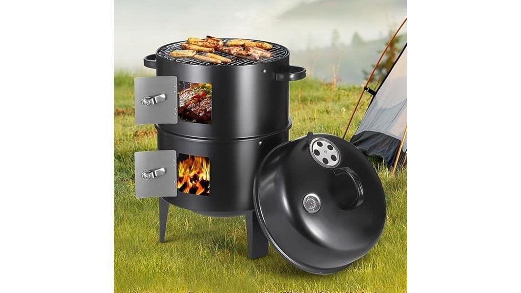 vertical 3 in 1 charcoal smoker